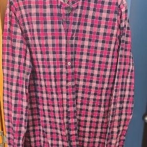 Men's Pink and Blue Checkered Shirt